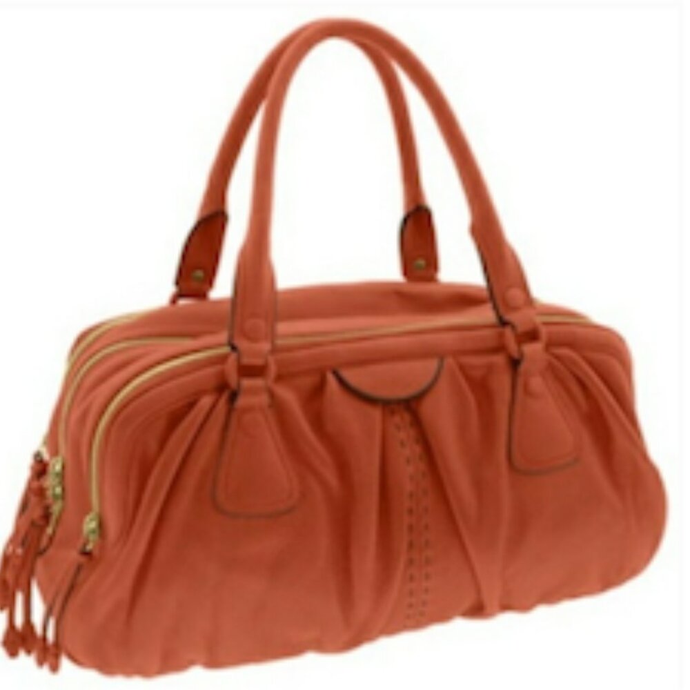 Cole Haan | Village Triple Zip Leather Satchel | Burnt Orange